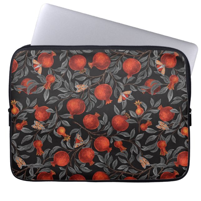 Capa Para Notebook Pomegranatos e Bella Moths em vermelho e cinza (Frente)