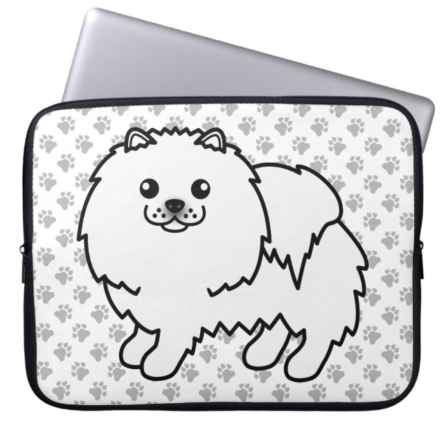 Capa Para Notebook Pomerânia Branco Cachorro de Desenho Animado Fofo  (Frente)