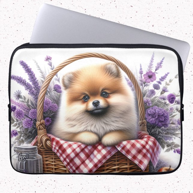 Capa Para Notebook Pomerânia Cão Cachorro Cachorro Aquarela Picnic (Criador carregado)