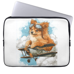 Capa Para Notebook Pomerânia Piloto � Cão Ás do Voo