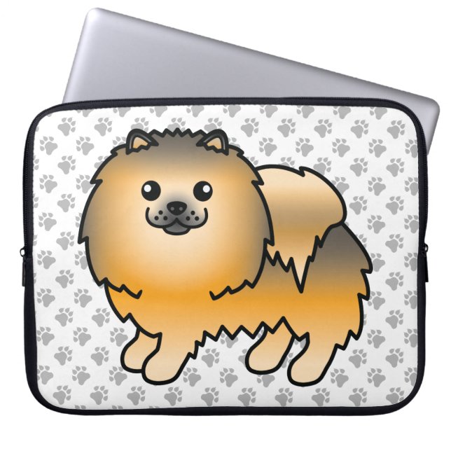 Capa Para Notebook Pomerânia Sable Laranja Cachorro de Desenho Animad (Frente)