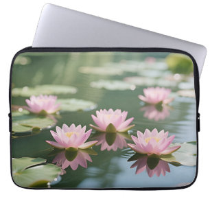 Capa Para Notebook Pond de Lírios de Água Rosa Serenidade