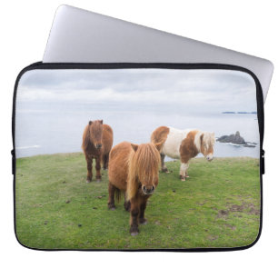 Capa Para Notebook Pônei Shetland no Pasto Perto de Falésias Altos