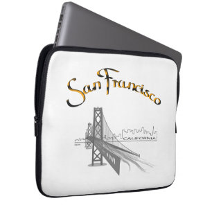 Capa Para Notebook Ponte San Francisco Dourada Gráfico Preto