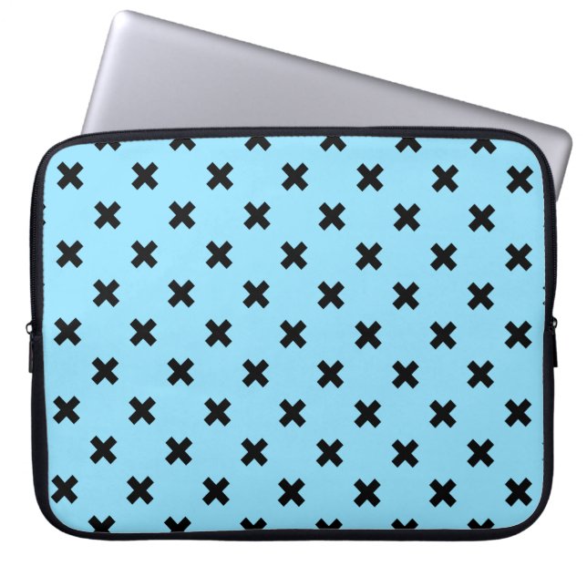 Capa Para Notebook Pontos crus pretos sobre azul-bebê (Frente)