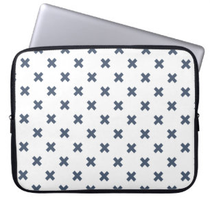 Capa Para Notebook Pontos cruz azul-cinza em branco