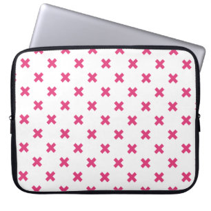 Capa Para Notebook Pontos cruzados de Fuchsia em branco