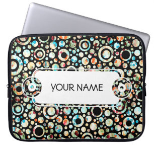Capa Para Notebook Pontos de cores e padrão do círculo + texto e back