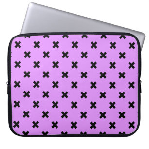 Capa Para Notebook Pontos de cruz pretos em lilás