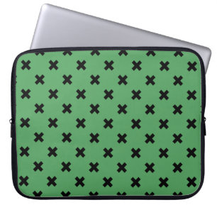 Capa Para Notebook Pontos de cruz pretos em verde