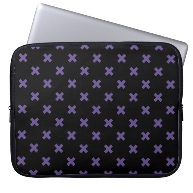 Capa Para Notebook Pontos de cruz ultravioleta em preto (Frente)