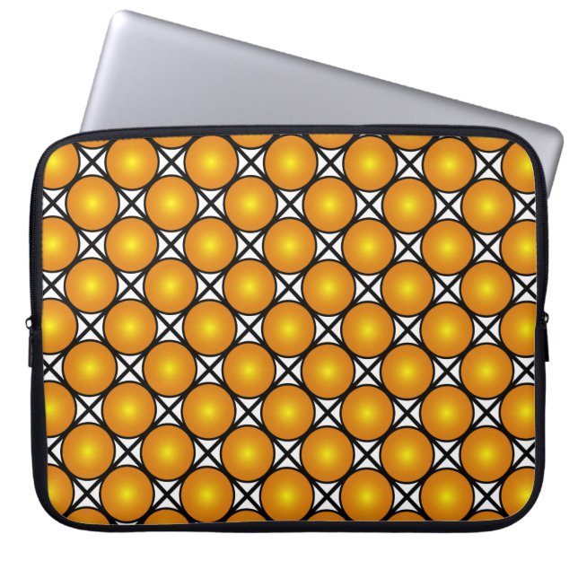 Capa Para Notebook Pontos Dourados Luminosos Padrão de Treliça Preto  (Frente)