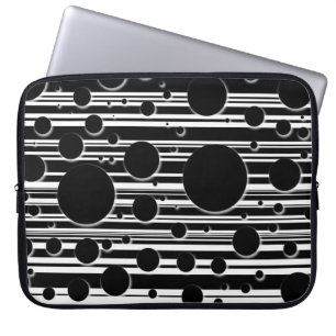 Capa Para Notebook Pontos e Listras Pretas e Brancas