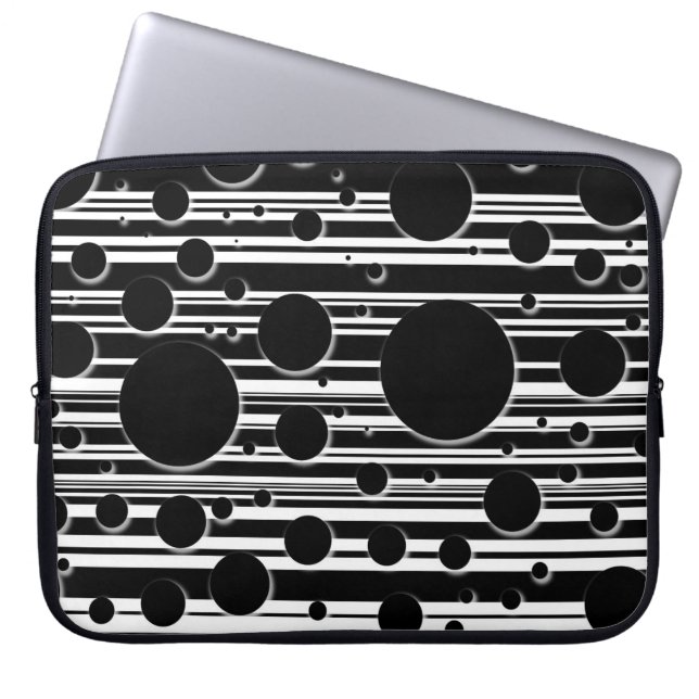 Capa Para Notebook Pontos e Listras Pretas e Brancas (Frente)