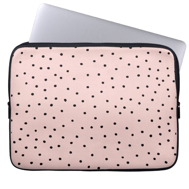 Capa Para Notebook Pontos pretos modernos rosa aquarela fofa (Frente)