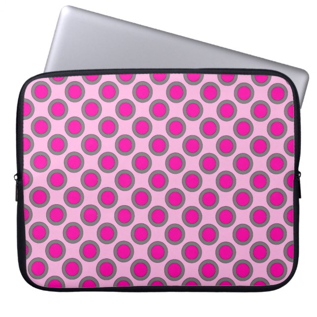 Capa Para Notebook Pontos retrorreflectores circulados, fúcsia, cinza (Frente)