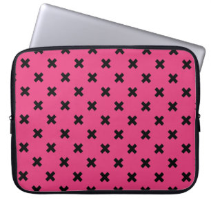 Capa Para Notebook Pontos transversais pretos no fúcsia