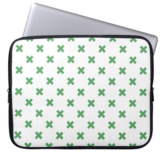 Capa Para Notebook Pontos verdes cruzados em branco (Frente)
