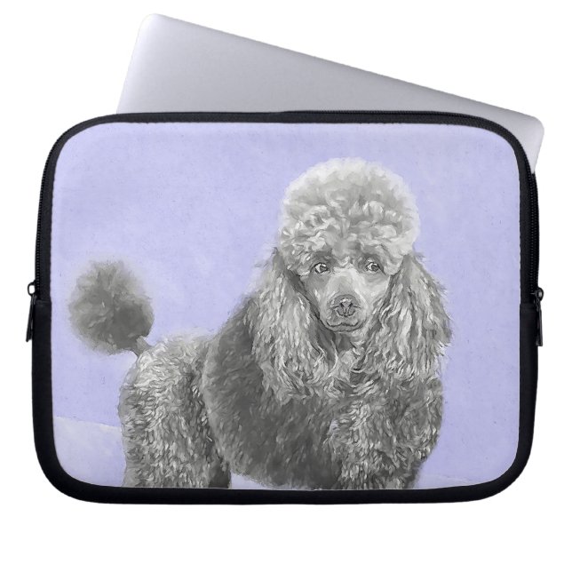 Capa Para Notebook Poodle Miniature Toy Silver Cinza Blue Dog Art (Frente)