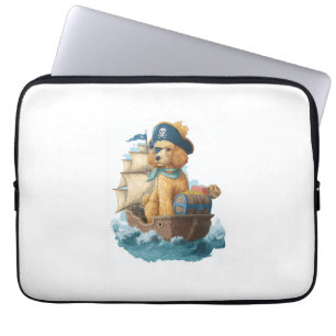 Capa Para Notebook Poodle Pirata � Cão Marinho Divertido
