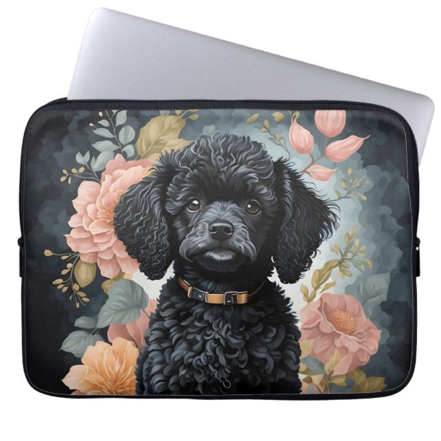 Capa Para Notebook Poodle Preto Cachorro (Frente)