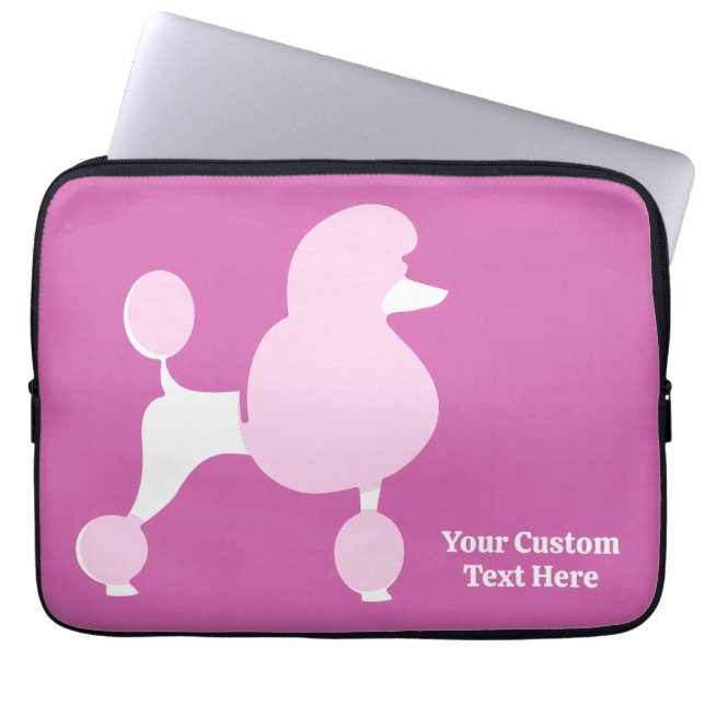 Capa Para Notebook Poodle Rosa de Texto Personalizado (Frente)