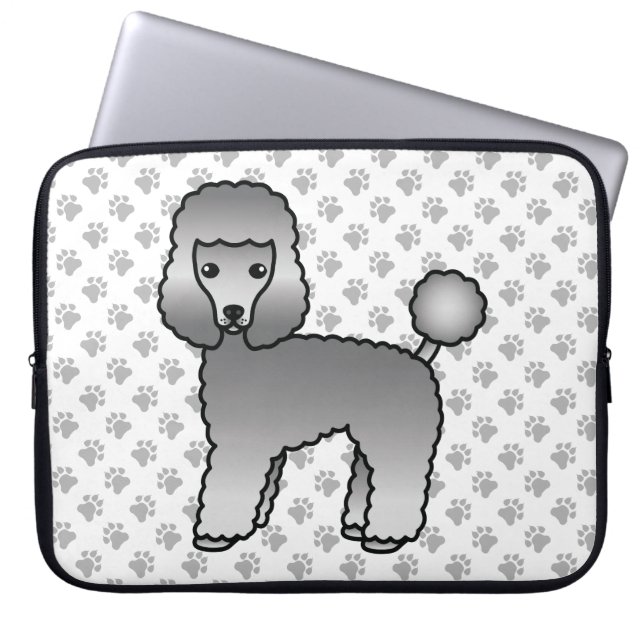 Capa Para Notebook Poodle Toy Cinza Fofo Cachorro Cartoon (Frente)
