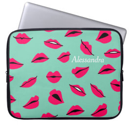 Capa Para Notebook Pop Art Hot Pink Lábios Personalizados Mint