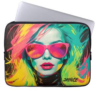 Capa Para Notebook Pop de Arte Chic Colorida Óculos de sol rosa