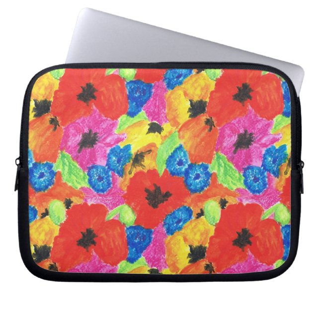 Capa Para Notebook Poppies Brilhantes e Bolsa de laptop de Cornflower (Frente)