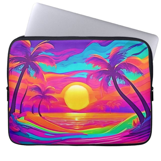 Capa Para Notebook Pôr do Sol Azul e Laranja (Frente)