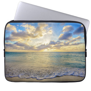 Capa Para Notebook Por do sol de Aruba sobre mar movente