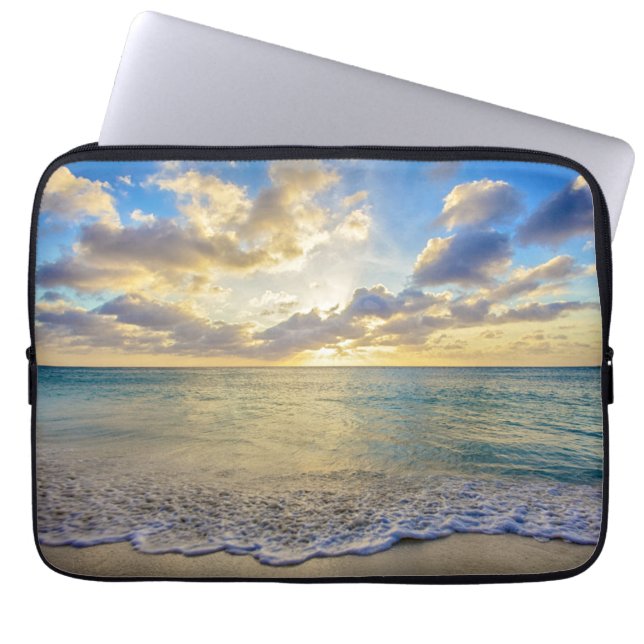 Capa Para Notebook Por do sol de Aruba sobre mar movente (Frente)