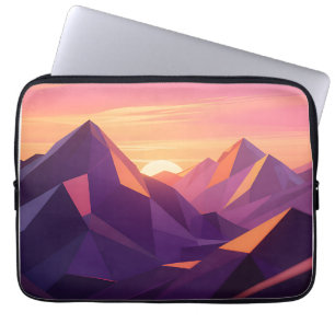 Capa Para Notebook Pôr do Sol Geométrico de Montanha Low Poly