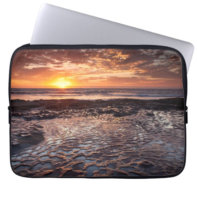 Capa Para Notebook Pôr do sol na praia, Califórnia (Frente)