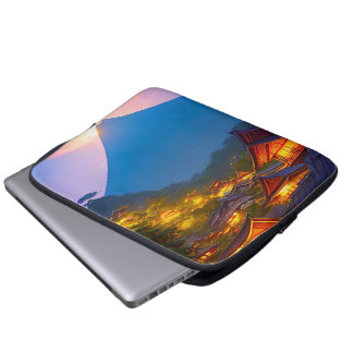 Capa Para Notebook Pôr do sol na vila indonésia