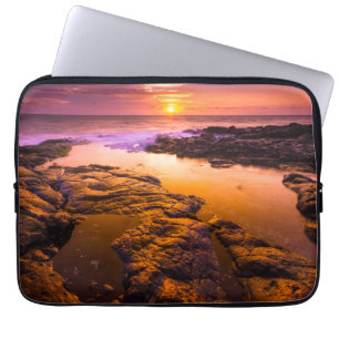 Capa Para Notebook Pôr do sol sobre poças de maré, Havaí