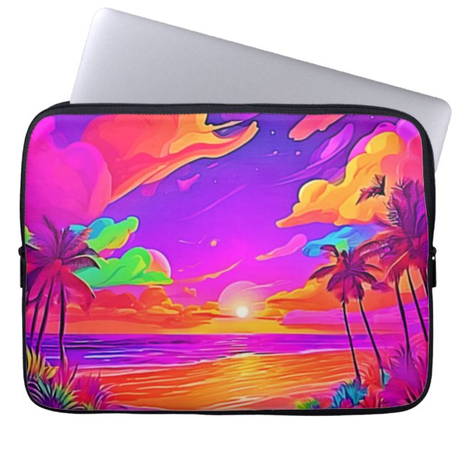 Capa Para Notebook Pôr do sol tropical vibrante (Frente)