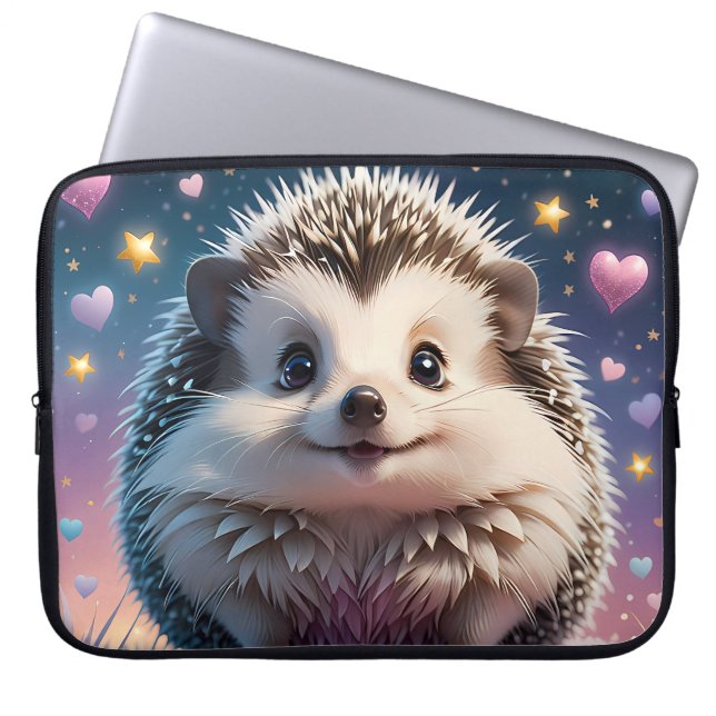 Capa Para Notebook Porco Adorável com estrelas e corações (Frente)