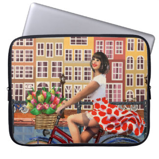 Capa Para Notebook Poster de Amsterdã: Batida-Pino Menina A Bicicleta