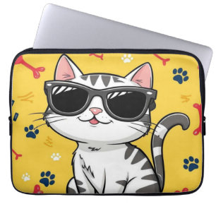 Capa Para Notebook Poster de Gato Engraçado, Gato de Cartoon vestindo