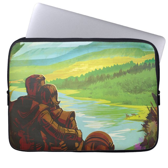 Capa Para Notebook Poster de viagens Espacial Retroativo E Missão De  (Frente)