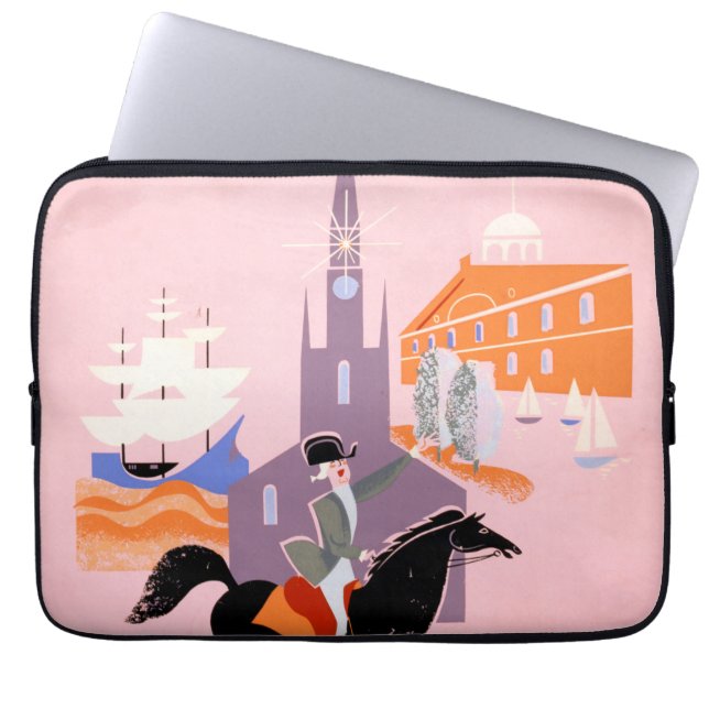 Capa Para Notebook Poster de viagens Para Alegy Airlines Para Boston (Frente)