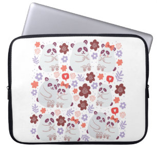 Capa Para Notebook Poster quadrado com casais de pandas bonitos apaix