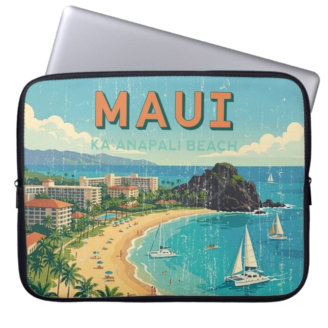 Capa Para Notebook Pôsteres de Viagem Havaianos Antigos - Maiô de Mol (Frente)