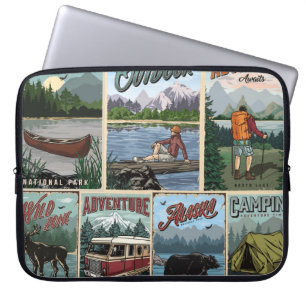 Capa Para Notebook Posteres vintage de recreação exteriores com canoa