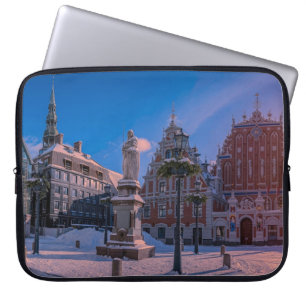 Capa Para Notebook Praça da Prefeitura de Riga no inverno