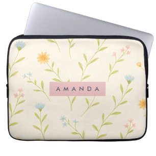 Capa Para Notebook Prado de Flores Silvestres Pastel Personalizado