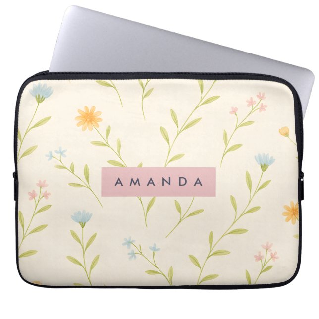 Capa Para Notebook Prado de Flores Silvestres Pastel Personalizado (Frente)