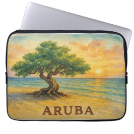 Capa Para Notebook Praia da Águia de Aruba Divi Tree Golden Hour